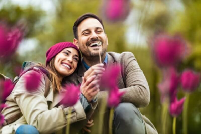 Couple enjoying outside